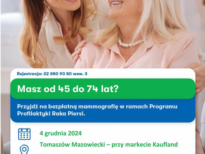 Na zdjęciu plakat zapraszający na bezpłatną mammografię